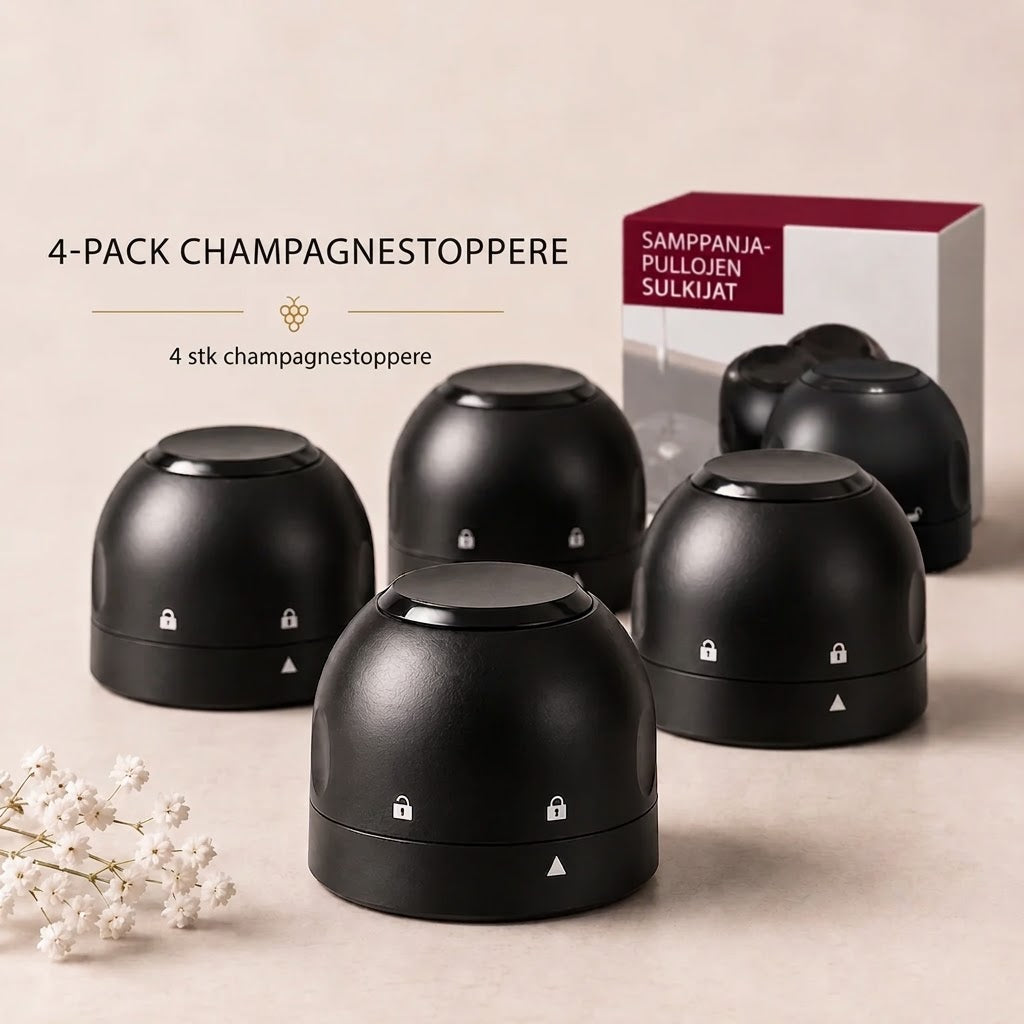 Flaskestopper for vin og champagne