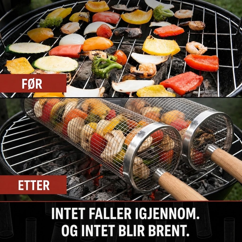 Rullende grillkurv