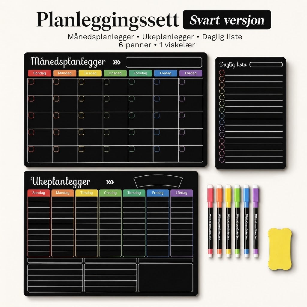 Magnetisk Familieplanlegger – Måneds-, Ukes- og Dagstavle