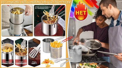 🍟🍤 -60% ! 🥘Multifunksjonell frityrgryte i 304 rustfritt stål – Sprutsikker, oljebesparende og allsidig.