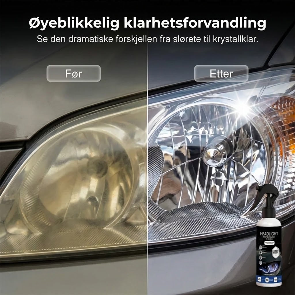 💡 Profesjonelt poleringssett for frontlykter – Fjerner gulning & gjenoppretter klarhet ✨
