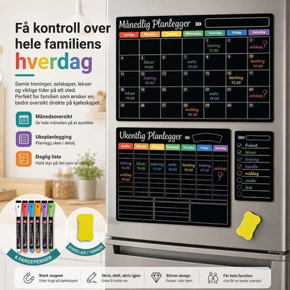 Magnetisk Familieplanlegger – Måneds-, Ukes- og Dagstavle
