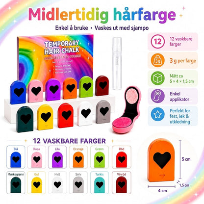 ColorPop Hårkritt – 12 vaskbare farger