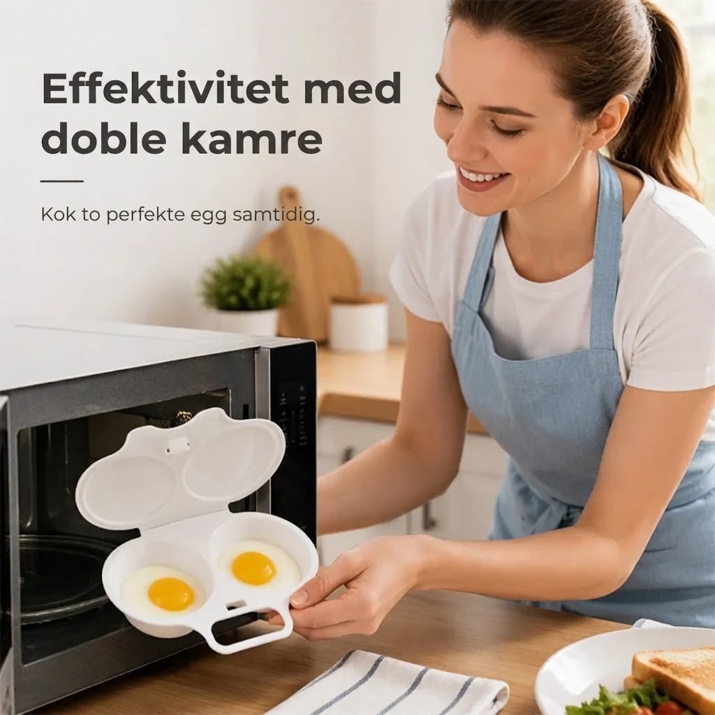 Eggekoker for mikrobølgeovn med lokk og håndtak