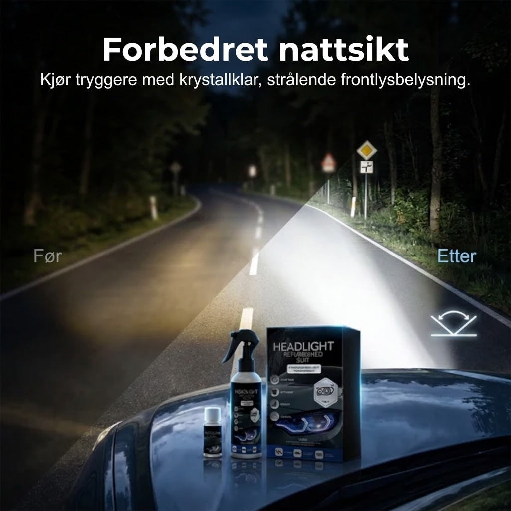 💡 Profesjonelt poleringssett for frontlykter – Fjerner gulning & gjenoppretter klarhet ✨