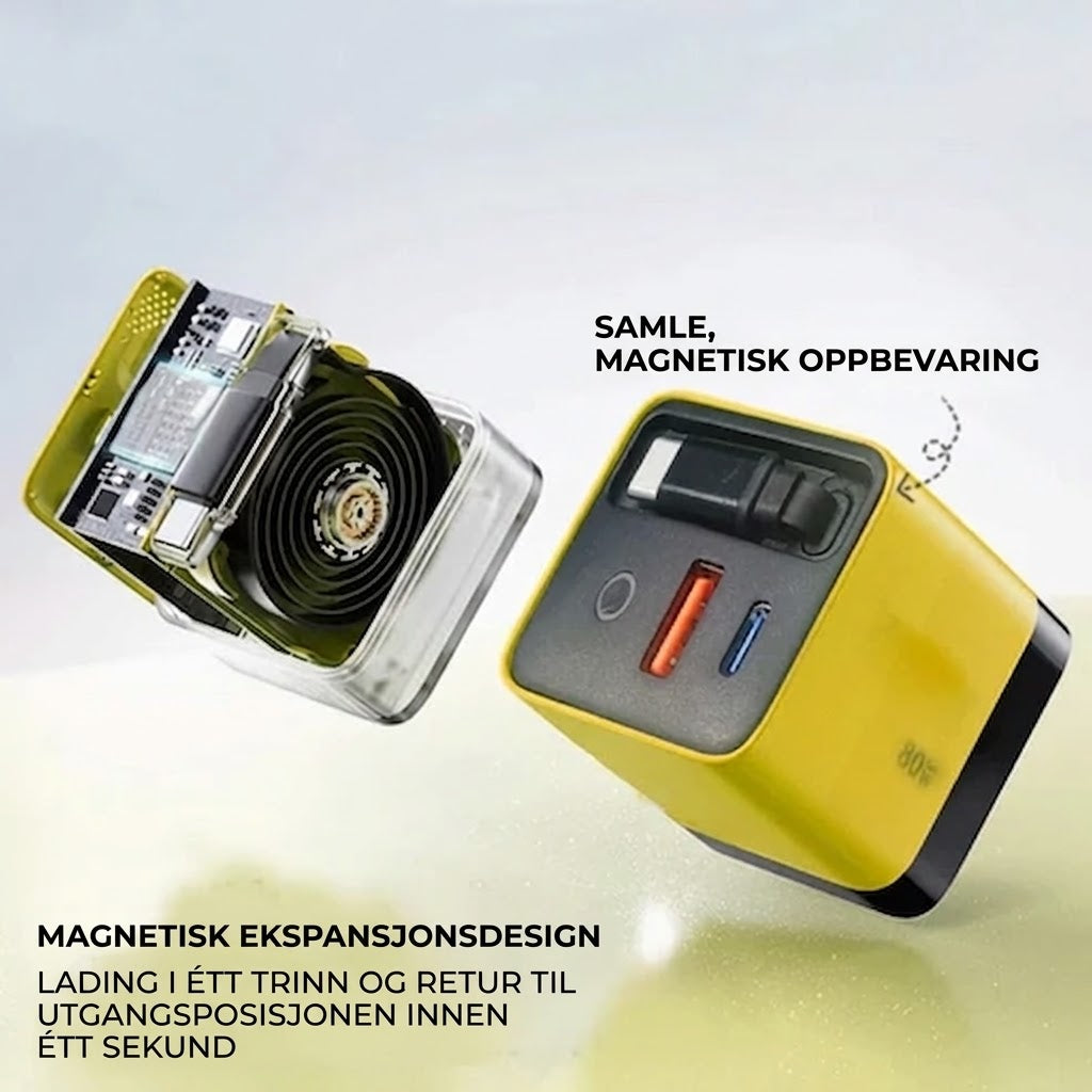65W Type-C Hurtiglader (80 cm) med USB- og Type-C-port
