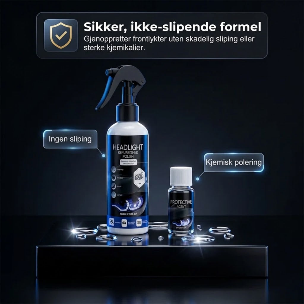 💡 Profesjonelt poleringssett for frontlykter – Fjerner gulning & gjenoppretter klarhet ✨