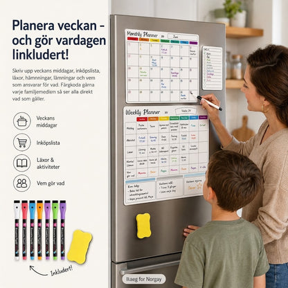 Magnetisk Familieplanlegger – Måneds-, Ukes- og Dagstavle
