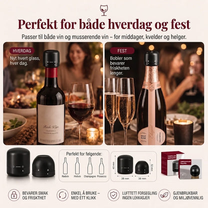 Flaskestopper for vin og champagne