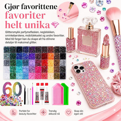 Bedazzle-sett – 48 000 strass-stener i 60 farger