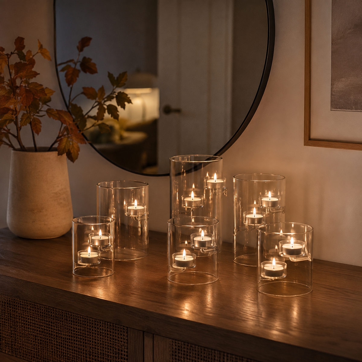 Cylinder Glow – Glasslykter i 3-pakning