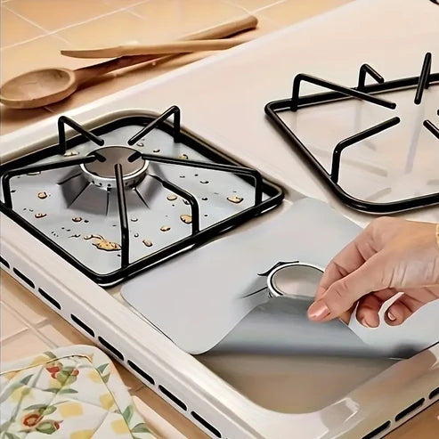 Varmebestandige non-stick beskyttelsesmatter for gasskomfyr – 4 stk.