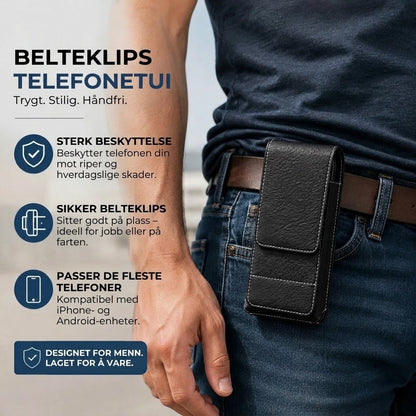 Belteveske i skinn for mobil