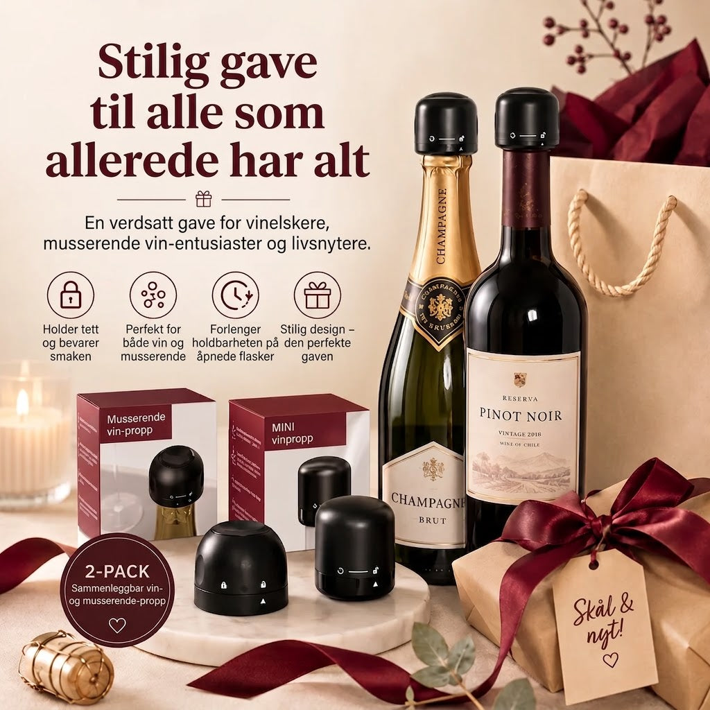 Flaskestopper for vin og champagne