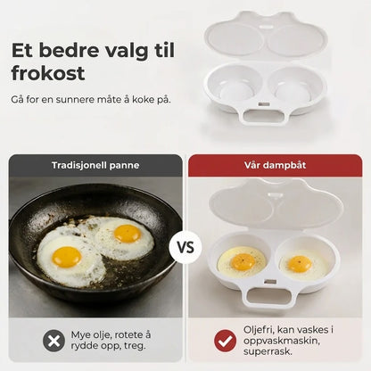 Eggekoker for mikrobølgeovn med lokk og håndtak