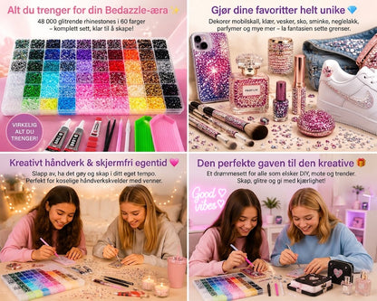 Bedazzle-sett – 48 000 strass-stener i 60 farger