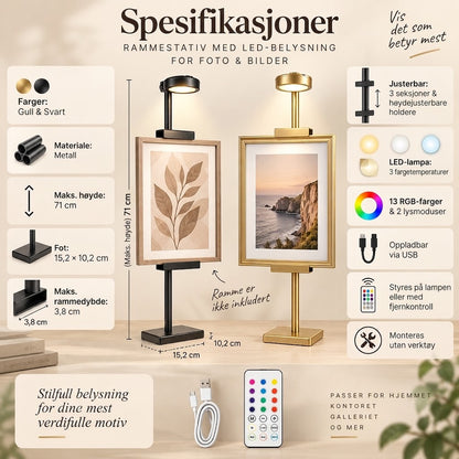 Bildestativ med LED-belysning – For foto og bilder
