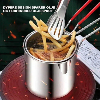 🍟🍤 -60% ! 🥘Multifunksjonell frityrgryte i 304 rustfritt stål – Sprutsikker, oljebesparende og allsidig.