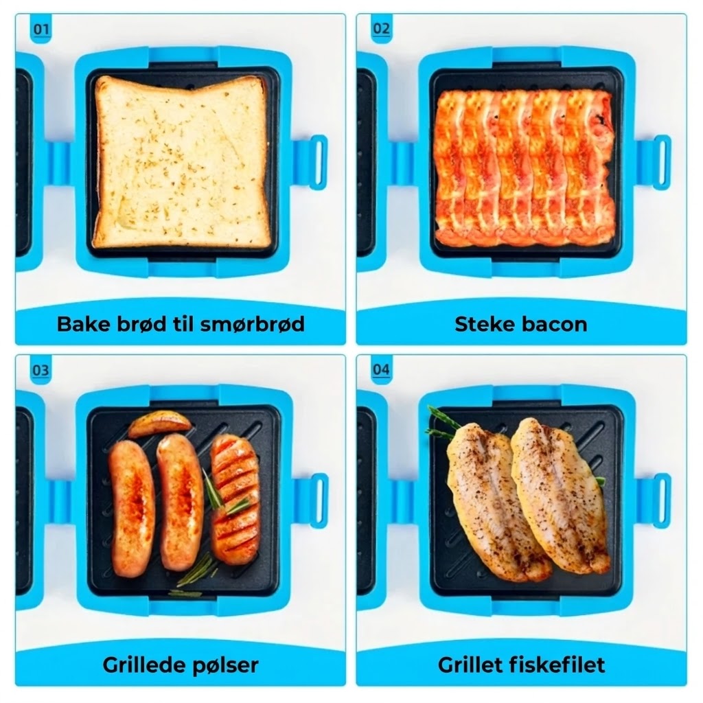 3-i-1 Mikrogrill med non-stick-belegg