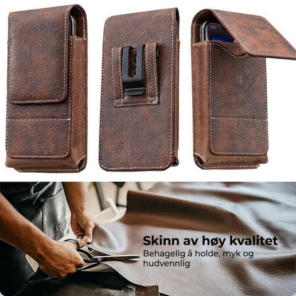 Belteveske i skinn for mobil