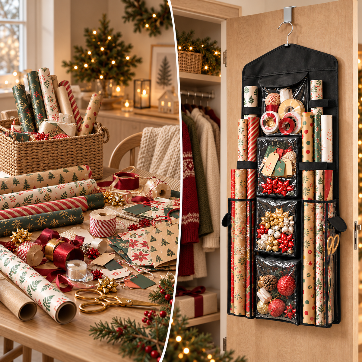 Wrap & Ready – Hengende oppbevaring for gaveinnpakning