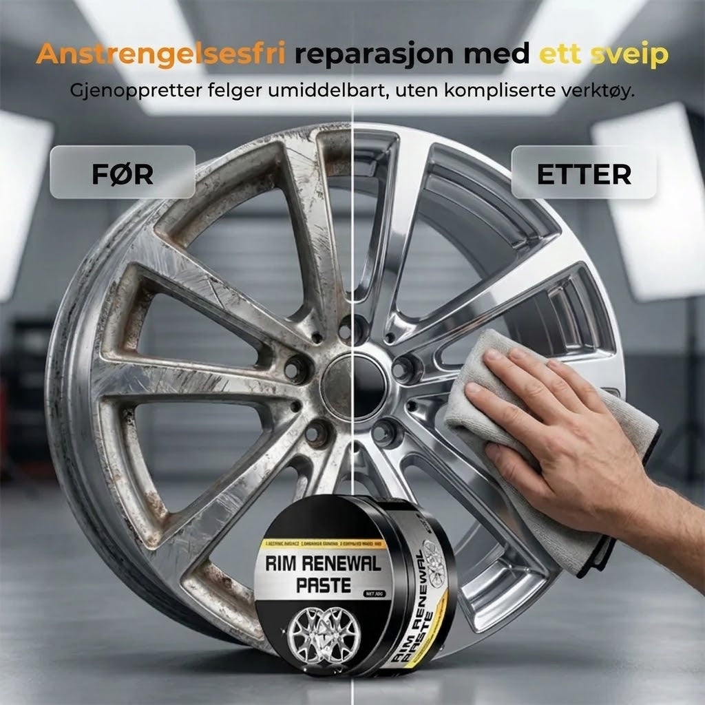 Hurtigvirkende renoveringspasta for felger