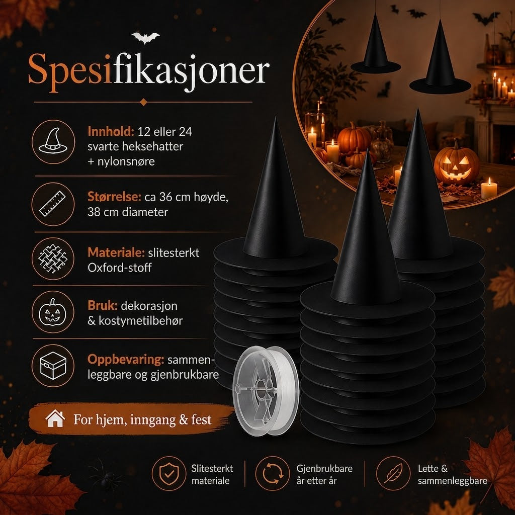 Svevende heksehatter – årets magiske Halloween-dekorasjon