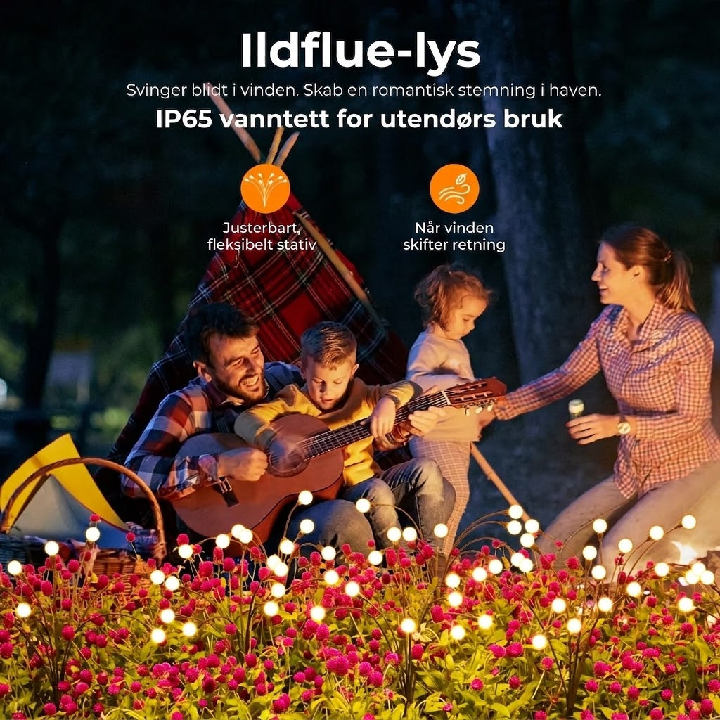 Ildfluer – Solcelledrevet hagebelysning