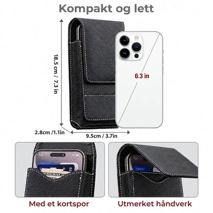 Belteveske i skinn for mobil