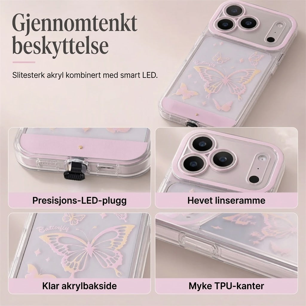 📢📢 40 % RABATT !! ⏰ LED-lysende sommerfugl-mobildeksel