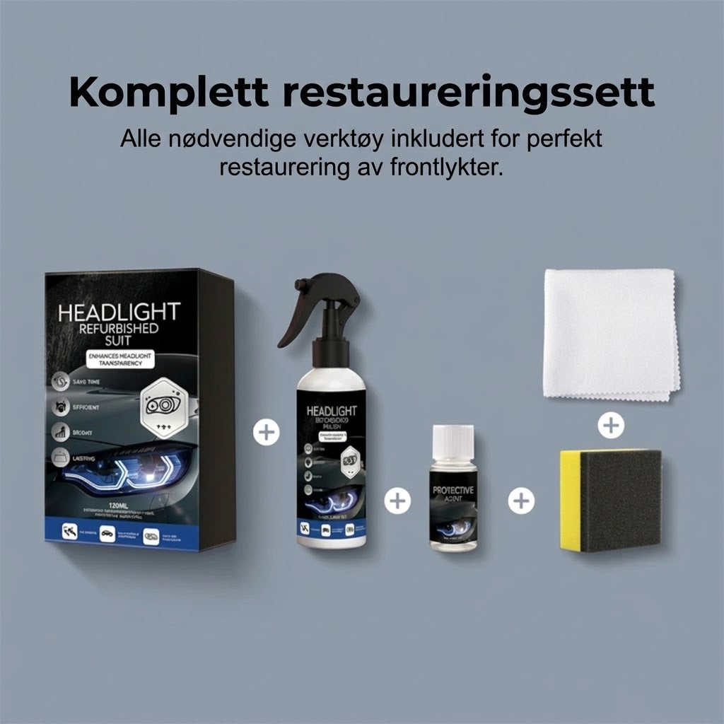 💡 Profesjonelt poleringssett for frontlykter – Fjerner gulning & gjenoppretter klarhet ✨