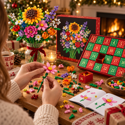 Bloom & Build Julekalender – Bygg din egen magiske bukett til jul