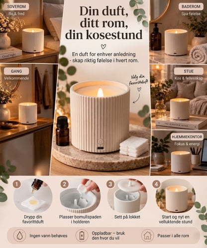 Oppladbar duftspreder med LED-lys