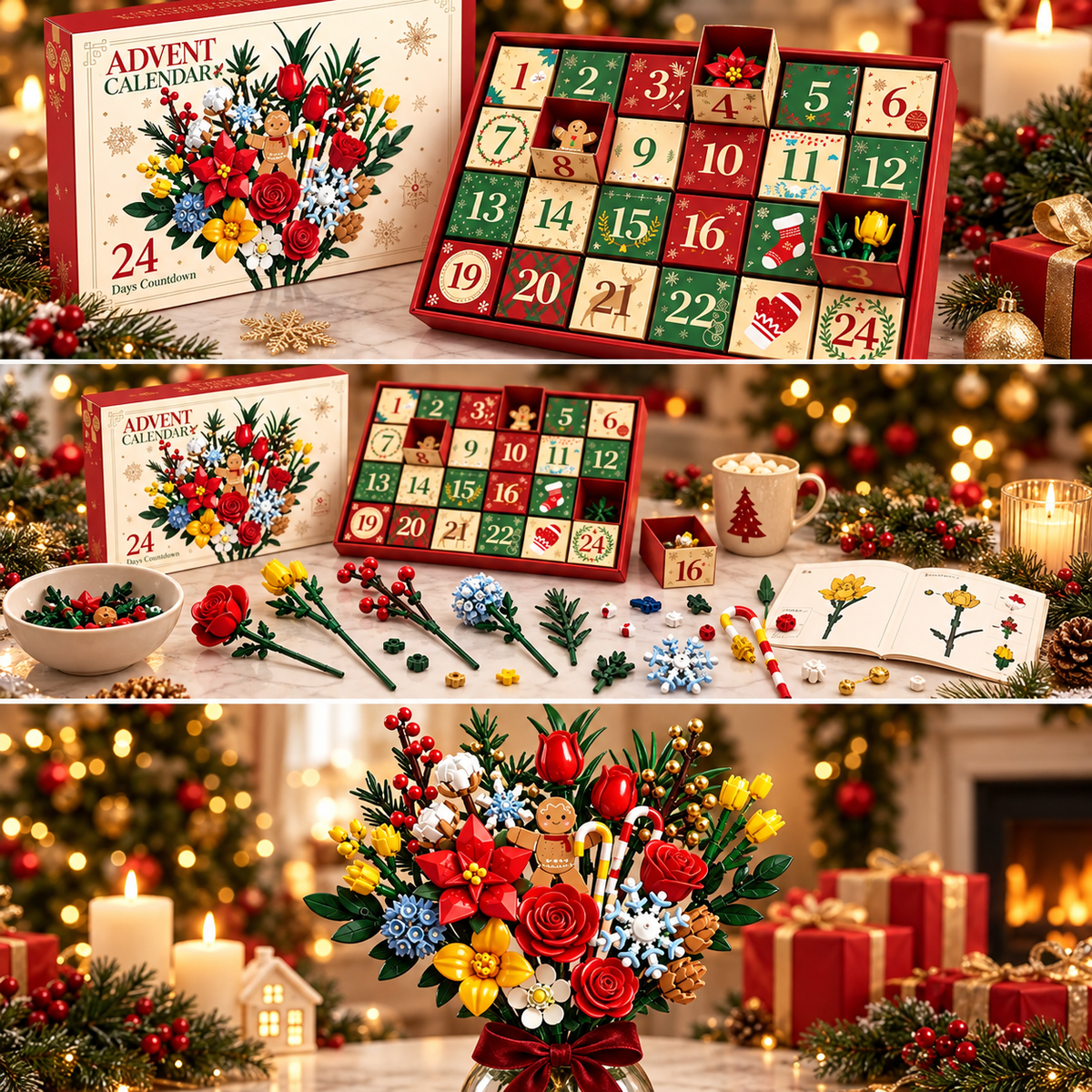 Bloom & Build Julekalender – Bygg din egen magiske bukett til jul