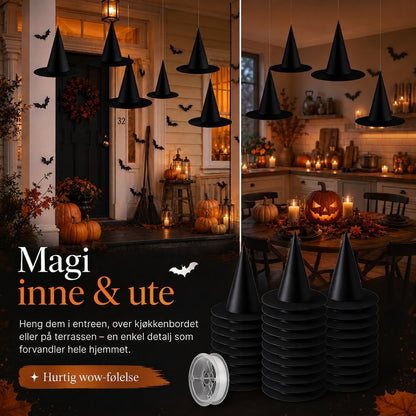 Svevende heksehatter – årets magiske Halloween-dekorasjon