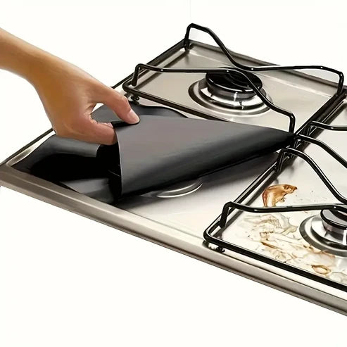 Varmebestandige non-stick beskyttelsesmatter for gasskomfyr – 4 stk.
