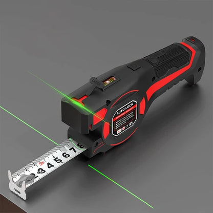 Målebånd med laser og vater
