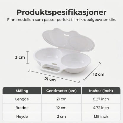 Eggekoker for mikrobølgeovn med lokk og håndtak