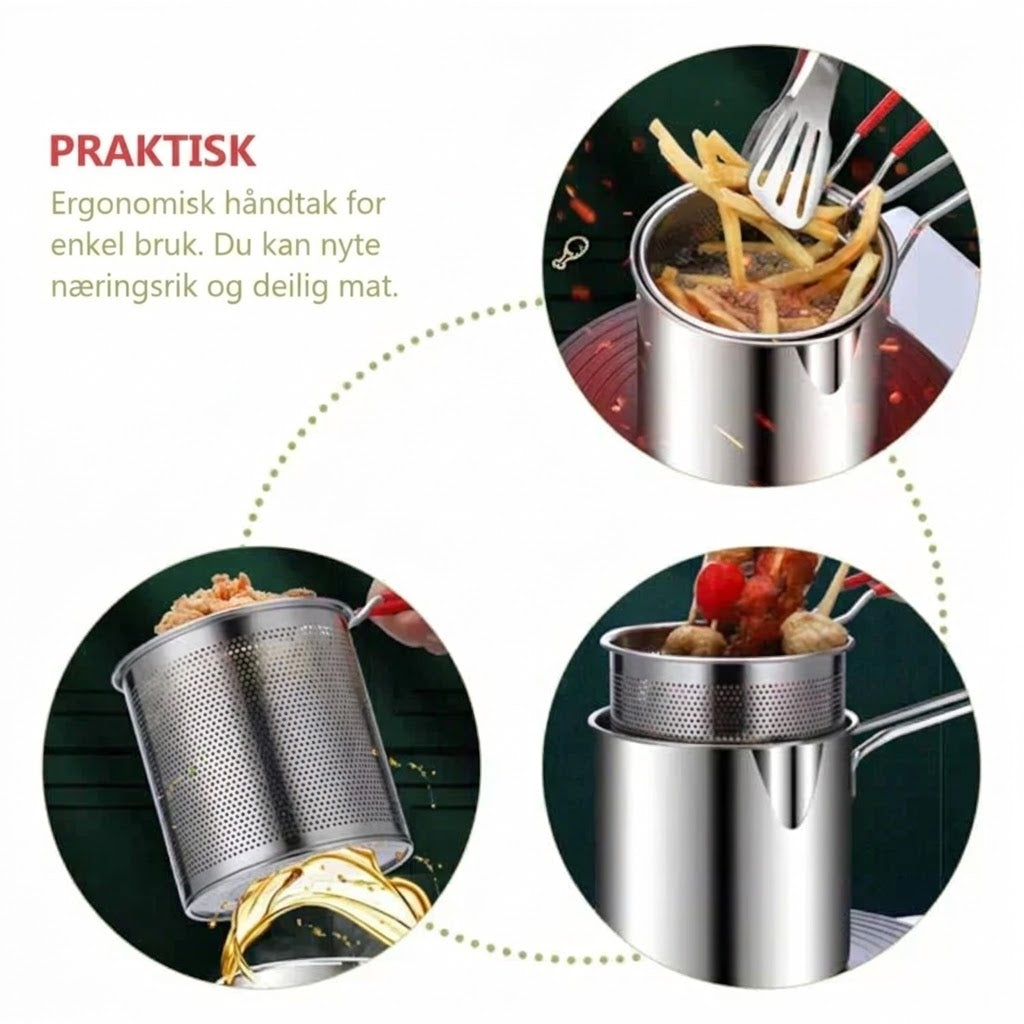 🍟🍤 -60% ! 🥘Multifunksjonell frityrgryte i 304 rustfritt stål – Sprutsikker, oljebesparende og allsidig.