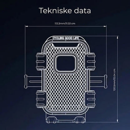 Universell mobilholder for sykkel og moped