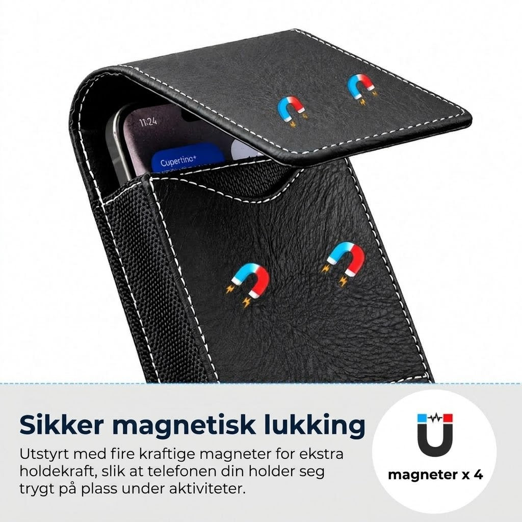Belteveske i skinn for mobil