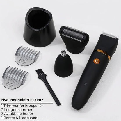 3-i-1 Elektrisk kroppstrimmer for menn
