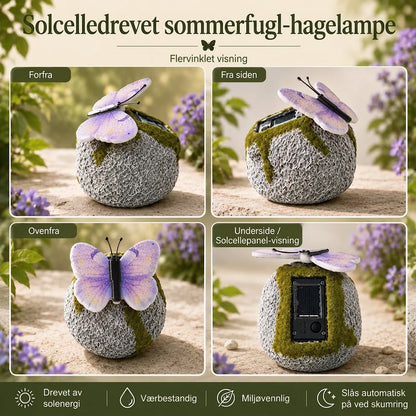 LunaGlow™ | Solcelledrevet hagestein med innebygd lysende sommerfugl