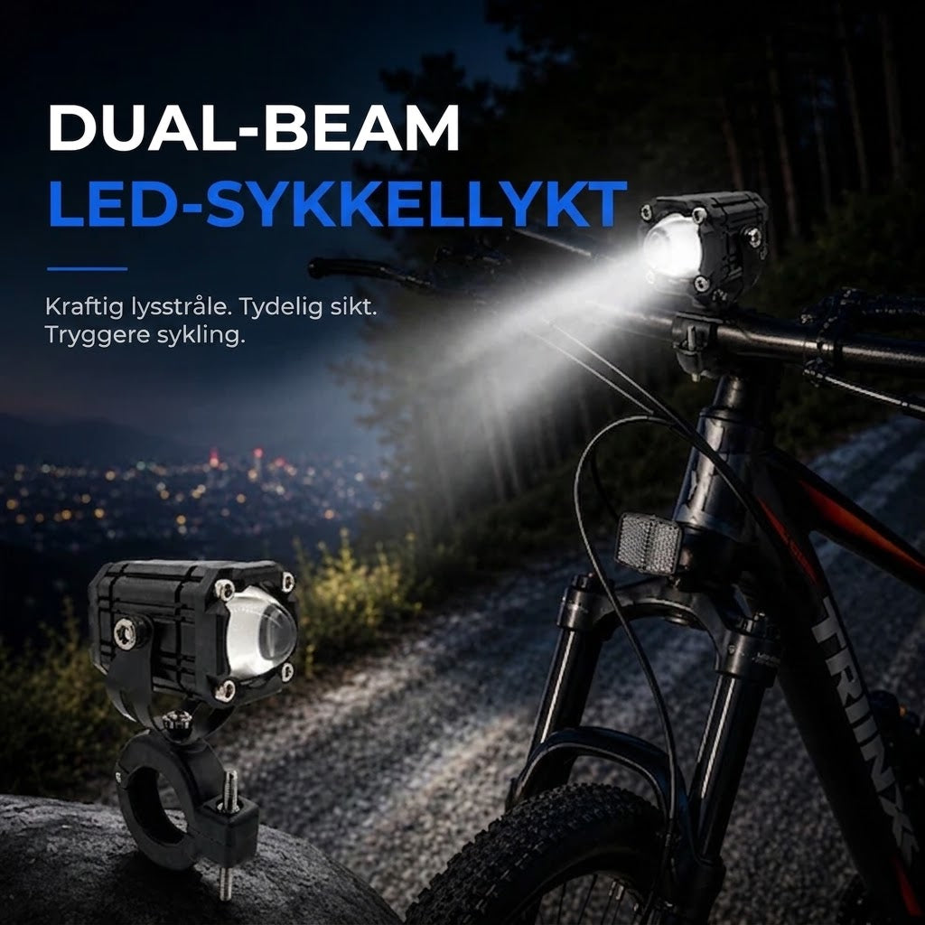 LED-sykkellykt med dobbel lysstråle