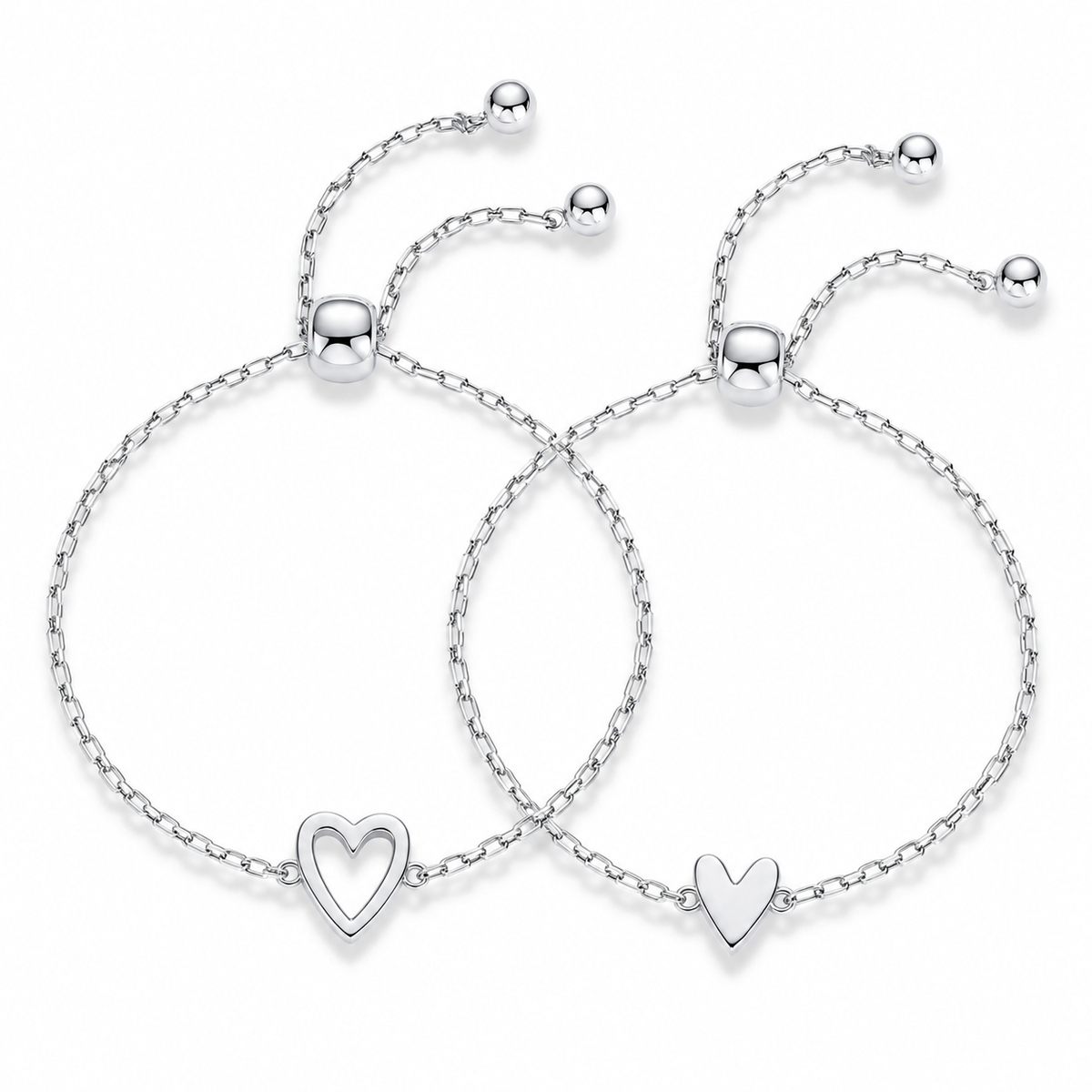 Love Bracelet Set – Matchende hjertearmbånd i 14K gullbelagt