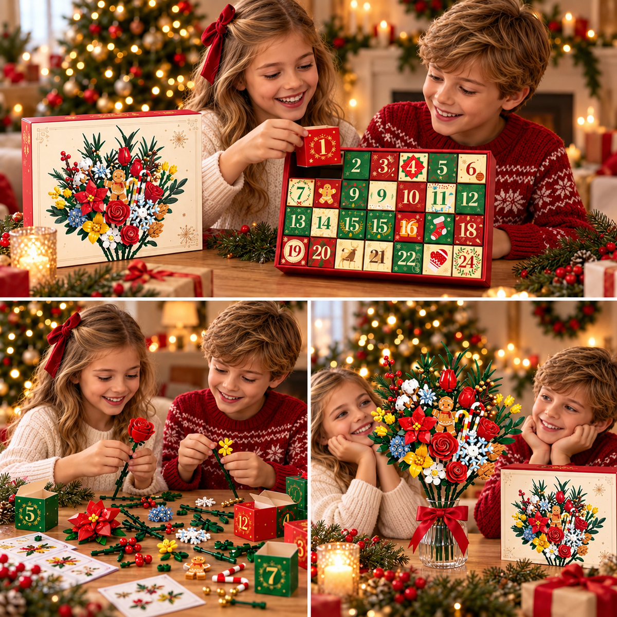Bloom & Build Julekalender – Bygg din egen magiske bukett til jul