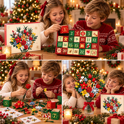 Bloom & Build Julekalender – Bygg din egen magiske bukett til jul