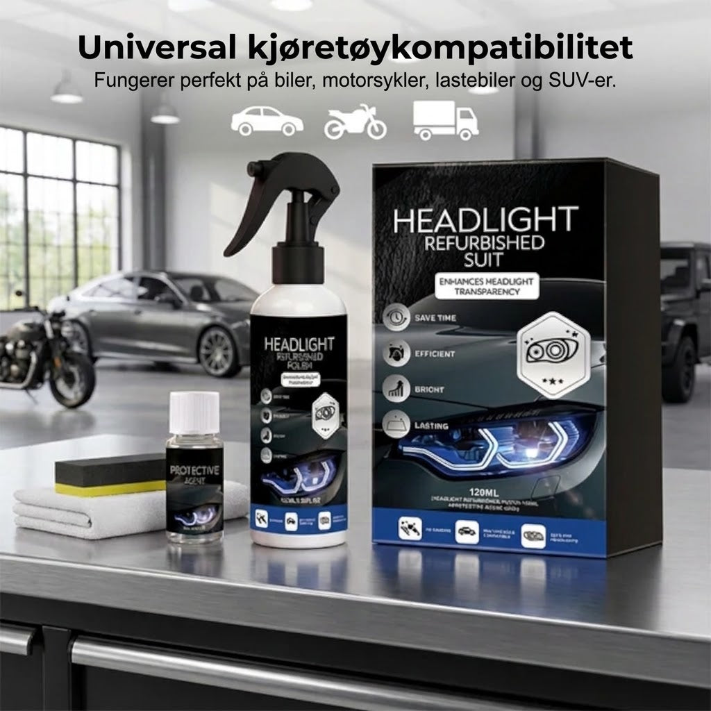 💡 Profesjonelt poleringssett for frontlykter – Fjerner gulning & gjenoppretter klarhet ✨
