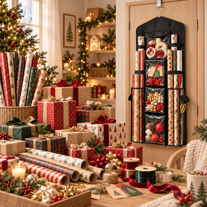 Wrap & Ready – Hengende oppbevaring for gaveinnpakning