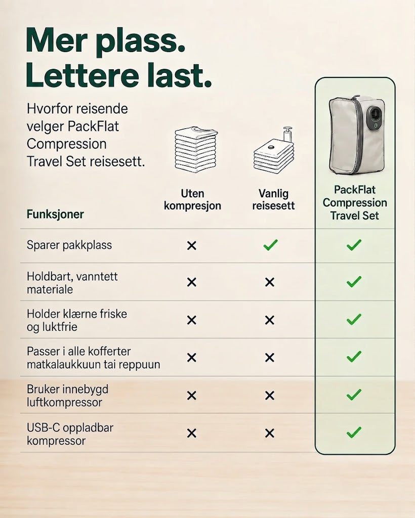 PackFlat Kompresjonskuber-sett (或 Sett med PackFlat kompresjonskuber)
